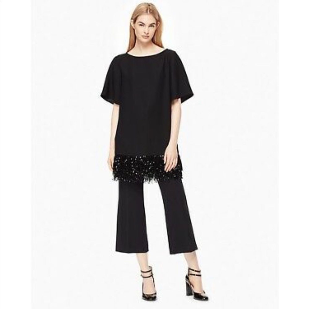 Kate Spade Black Sequin-Fringe Mini shift Dress, S - Picture 4 of 9